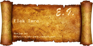 Elek Imre névjegykártya